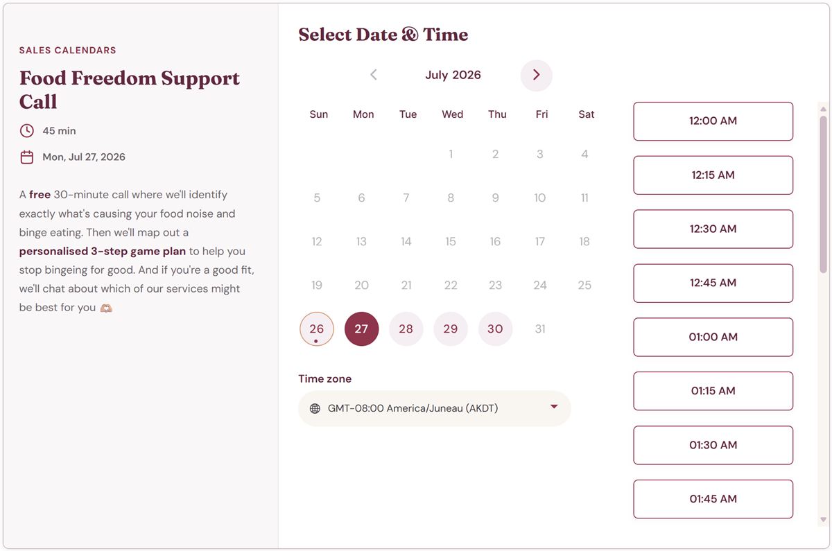 GoHighLevel booking calendar after Hardbox custom styling
