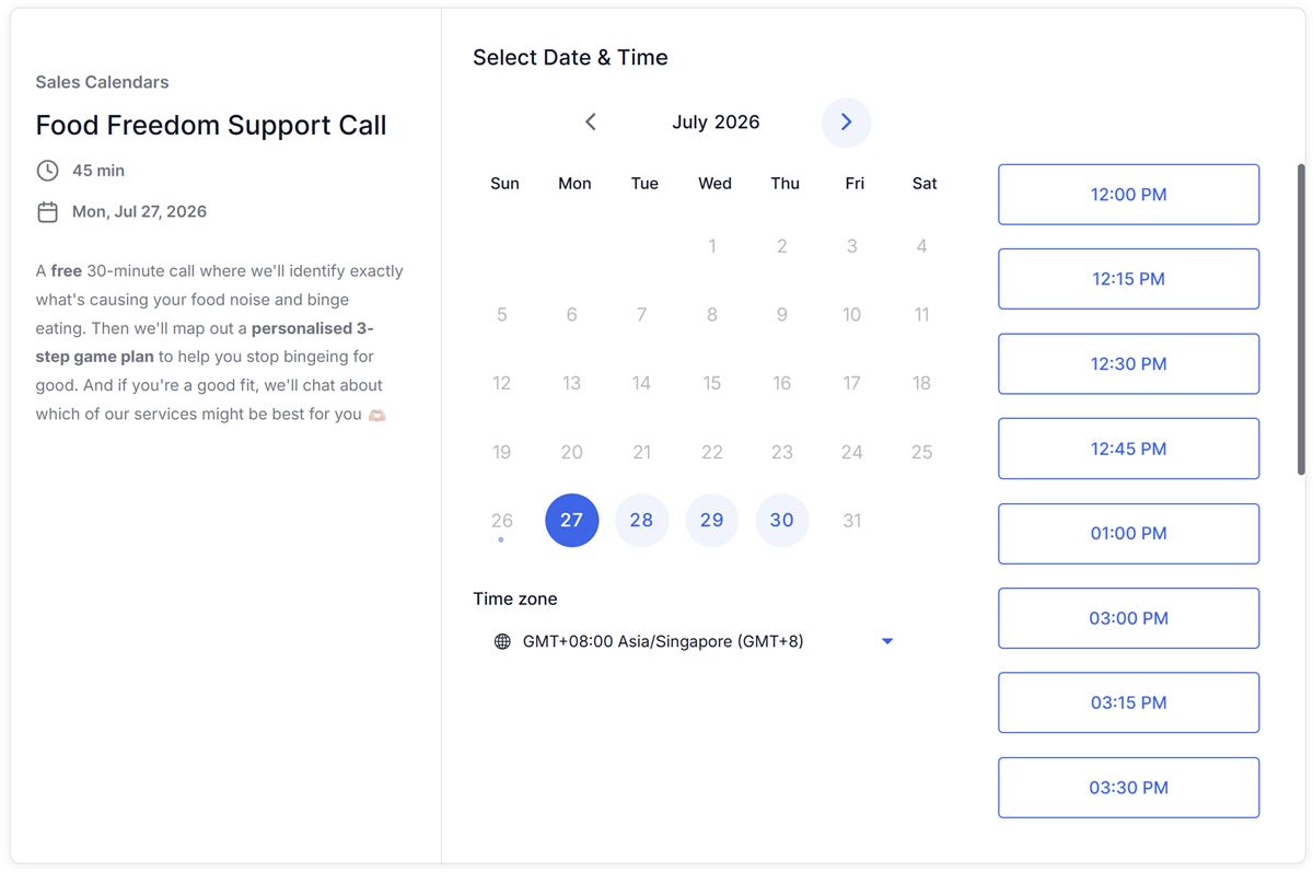 GoHighLevel booking calendar before