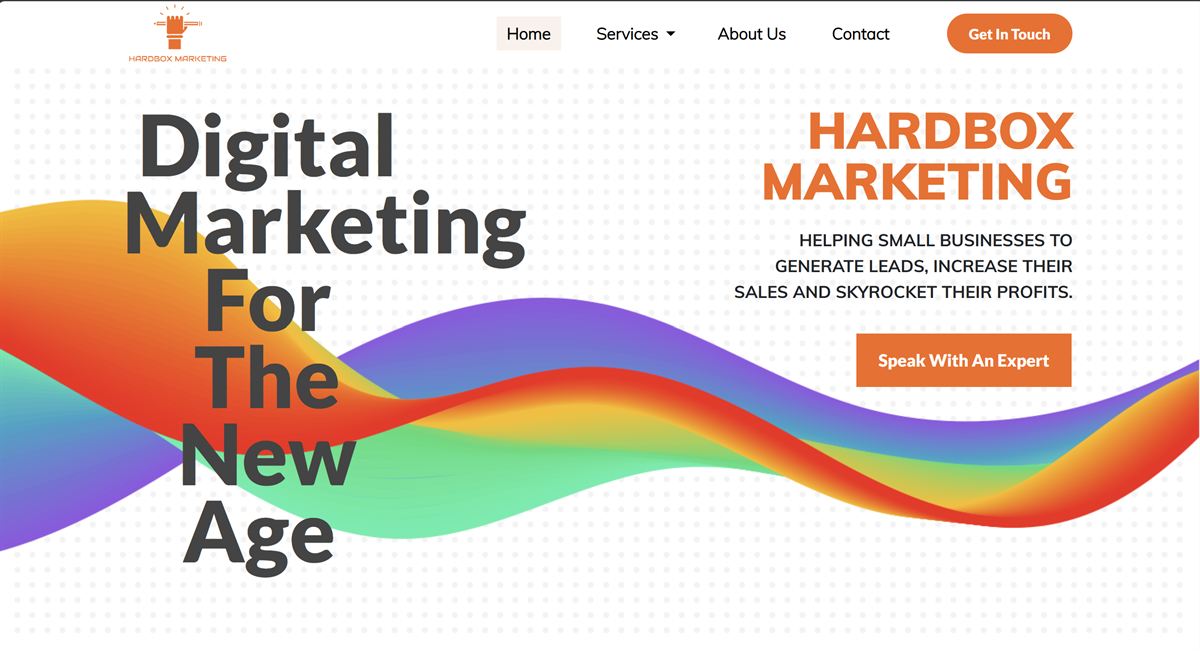 The Hardbox Marketing homepage before