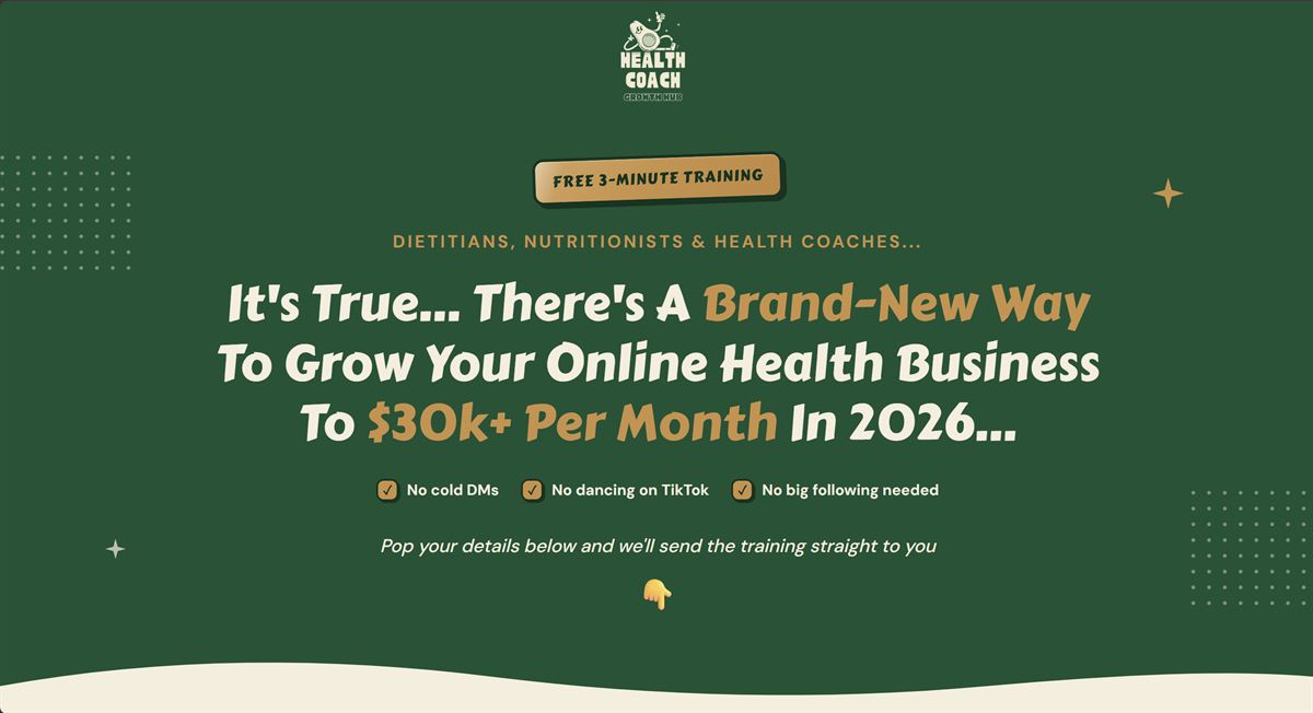 Health Coach Growth Hub landing page after Hardbox redesign