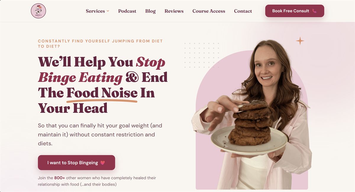 The Undiet Company homepage after Hardbox redesign